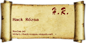 Hack Rózsa névjegykártya